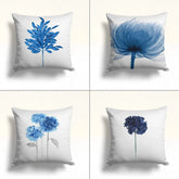 Blue Floral Pillow Cushion Covers pack of 4